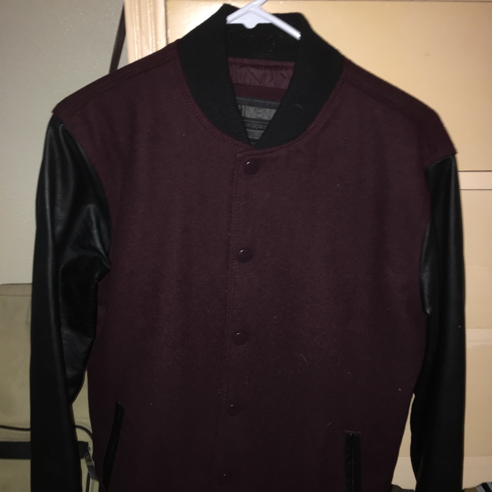 Black and Maroon Bomber Jacket